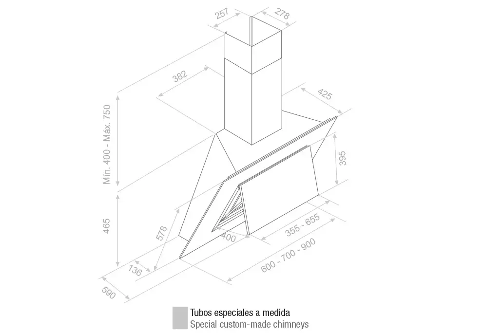 Hota de perete Pando P-732 60 cm V.1050 mc/h eco SEC PLUS - imagine 6