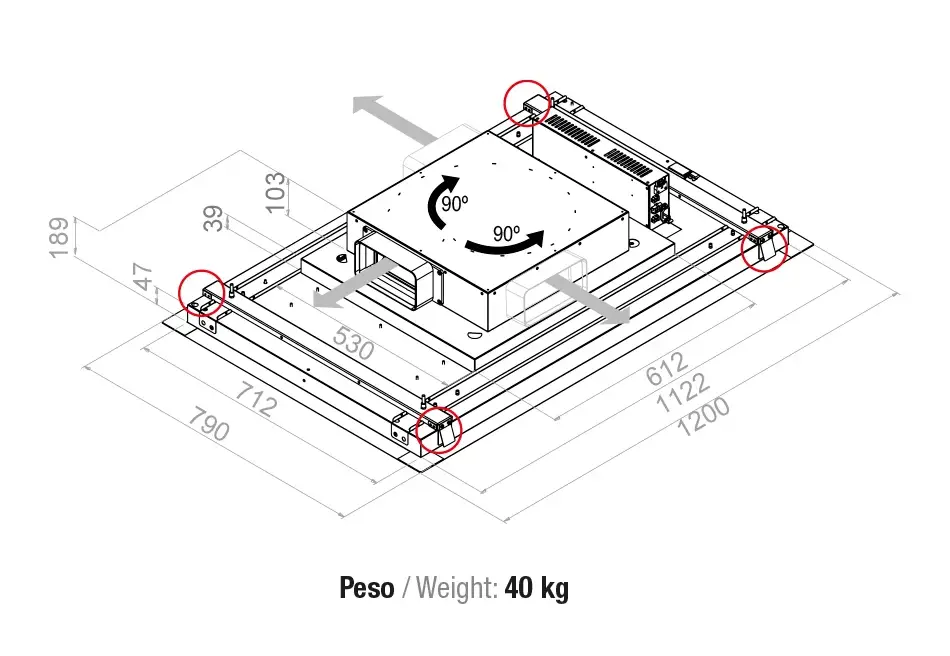 Hota de plafon Pando E-221, 120 cm V.1130 eco PLUS - imagine 3